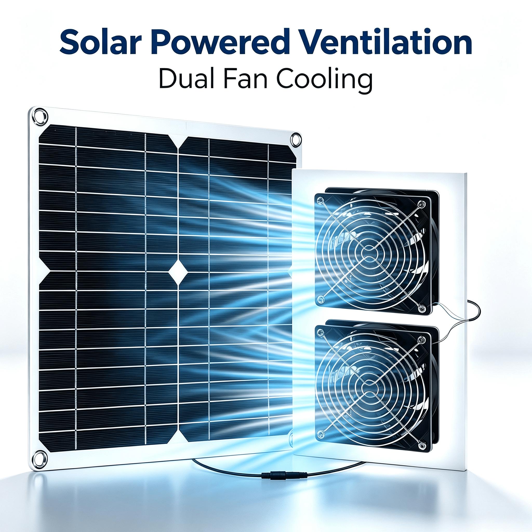 TEMU 75w Solar Fan For Chicken Coop, Dual Exhaust Fans With Solar Panel, Ventilation Cooling System For Shed Pet House