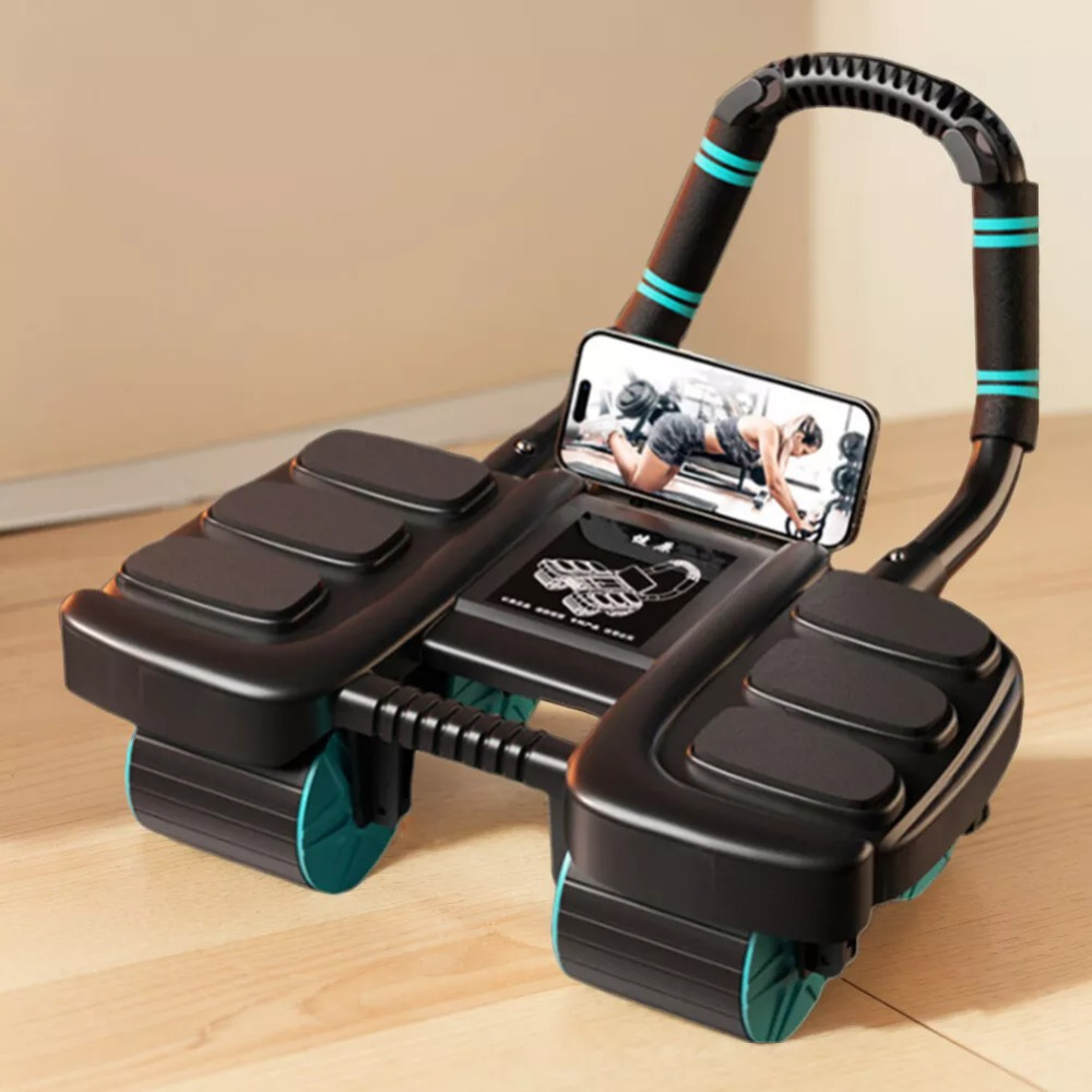 1pc 4-wheel, 6-elbow Support Abdominal Wheel, With Padded Elbow Support, Automatic Rebound Design, Triangular Structure.