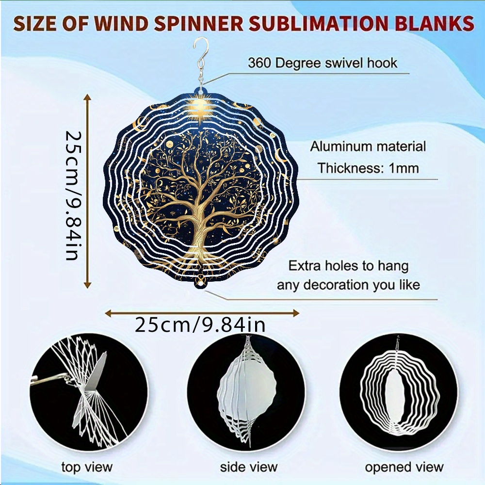E-shop Schönes Lebensbaum-Metall-Windspiel mit 360° drehbarem Haken für einen dynamischen künstlerischen Effekt – zur Dekoration von Gärten, Balkonen