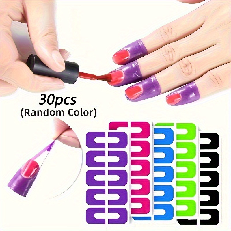 TEMU 30pcs U-shaped Nail Polish Protectors - Off Cuticle Guards, Prevent Messy , Printing & Painting - Nail Care Tools & Accessories, Nail | Flexible Nail Covers | Latex Nail Protectors