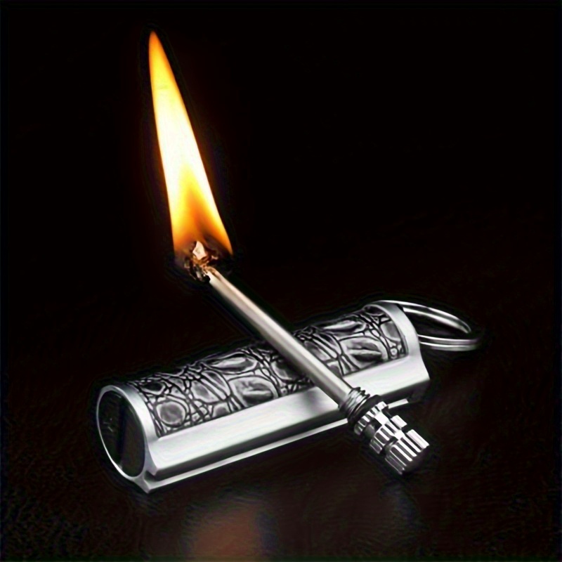 without built in kerosene classic permanent match lighter 10000 times retro lighter portable flint metal match lighter outdoor emergency fire portable   tool suitable for outdoor camping fire   stick without battery