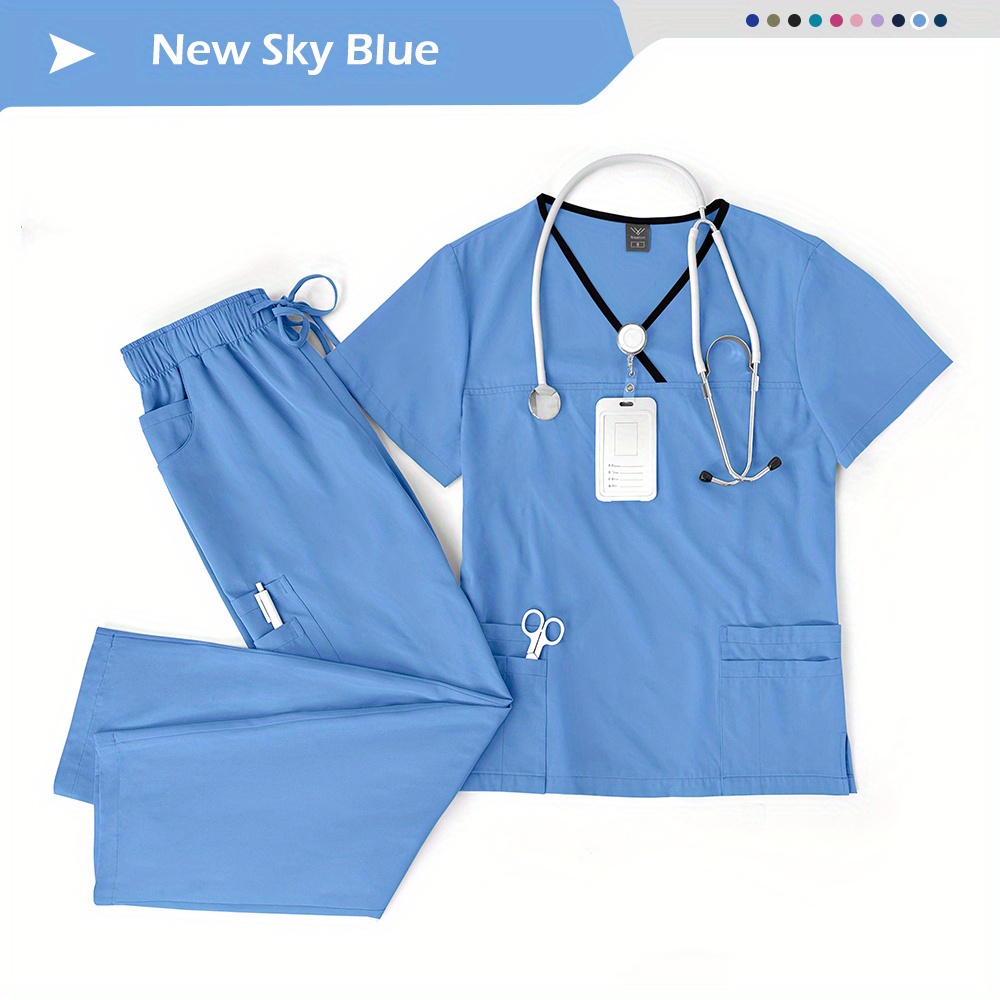 TEMU Scrubs Uniform Women For Man Scrubs Scrubs Top And Pants Sets Work Uniforms Woman Nurses Accessories 2pcs Set Costume For Dress Up And Cosplay