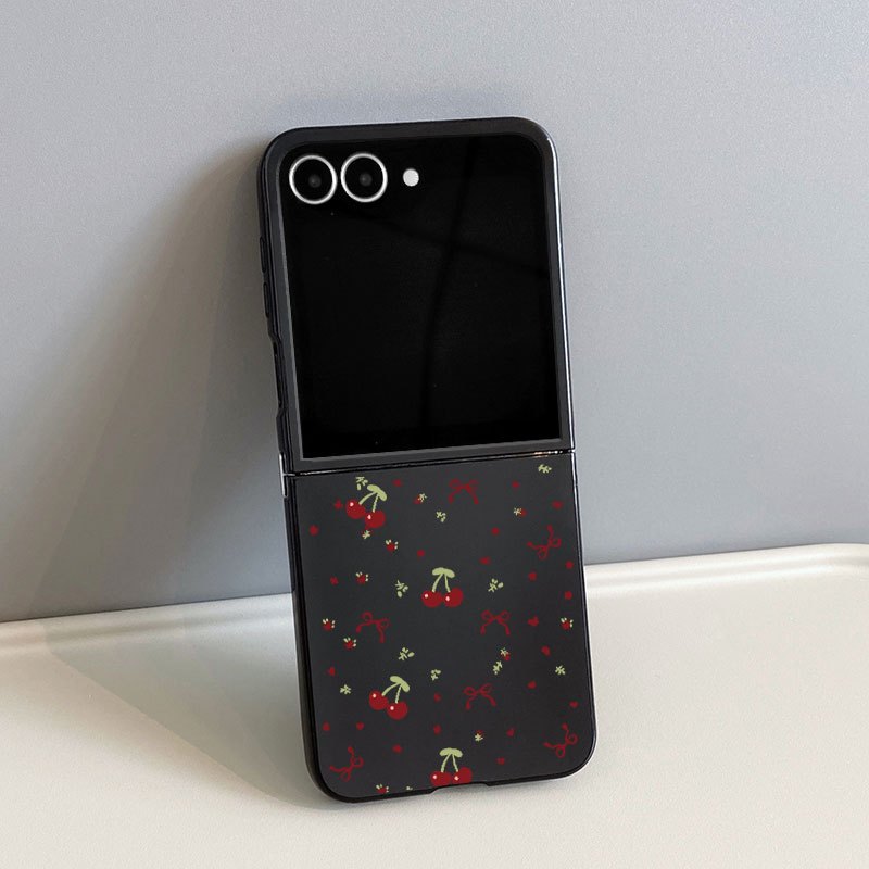 TEMU Phone Case: F6381 -coverage Cherry Red Bowknot Tpu Painted Pattern Case, Suitable For Moto Folding Full-coverage Drop-proof Phone Case For Moto