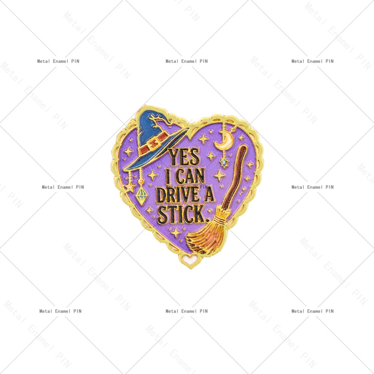 TEMU 1pc "yes I Can Stick" Heart Enamel Pin, Lapel Badge Brooch, Funny Witchy Decor Pin Gift, For Halloween