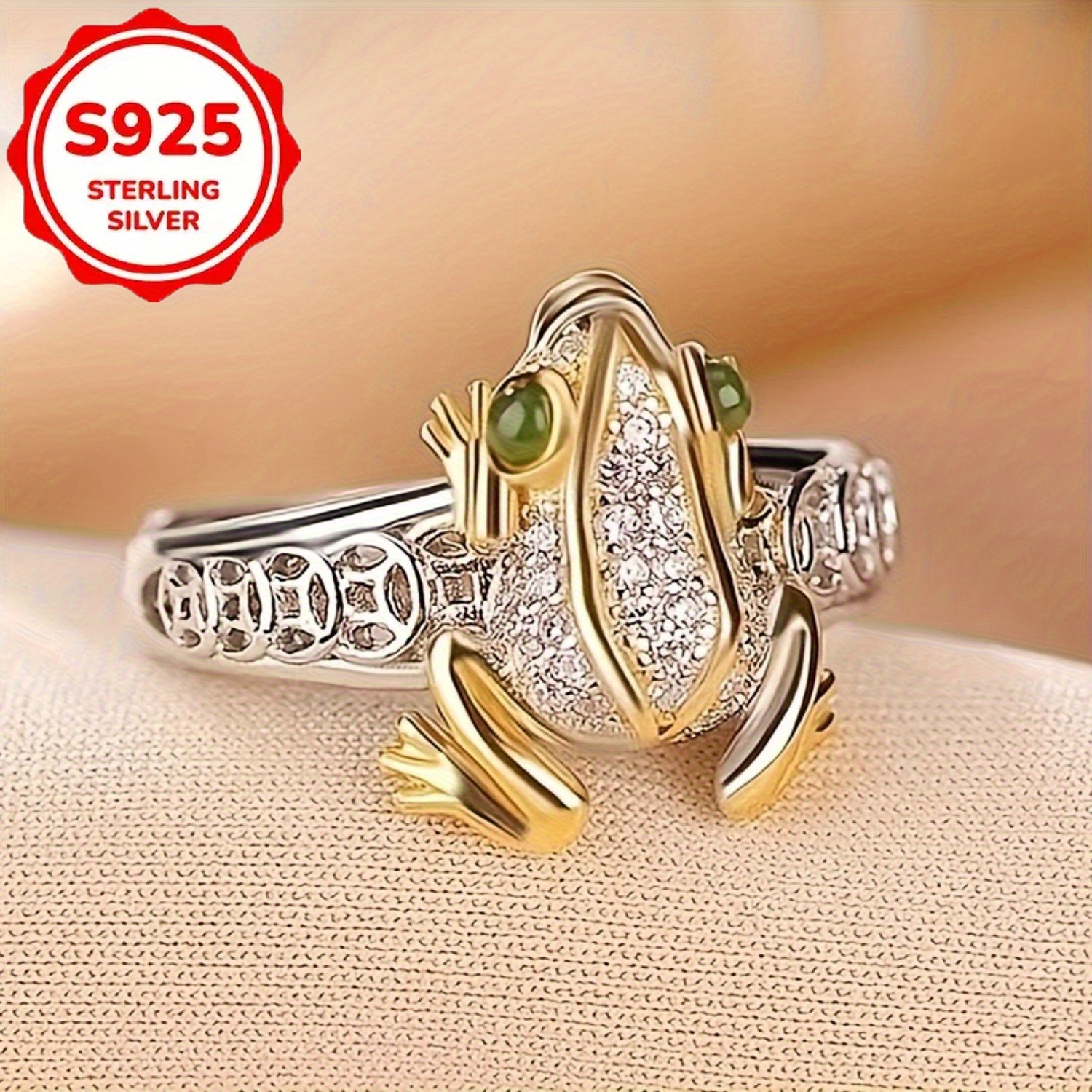 TEMU Un ensemble au design et , présentant une de grenouille en argent S925, de synthétique étincelante. Ces ajouts élégants et stylés sont parfaits