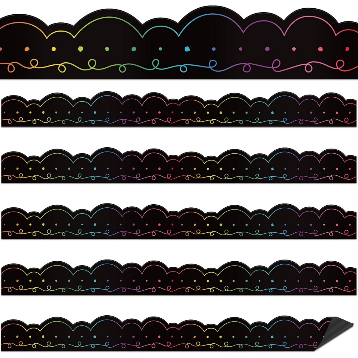 TEMU 24pcs Set Of Magnetic Borders, Black And White Decorative Edges, Suitable For Classroom Whiteboards, Magnetic Bulletin Boards, And