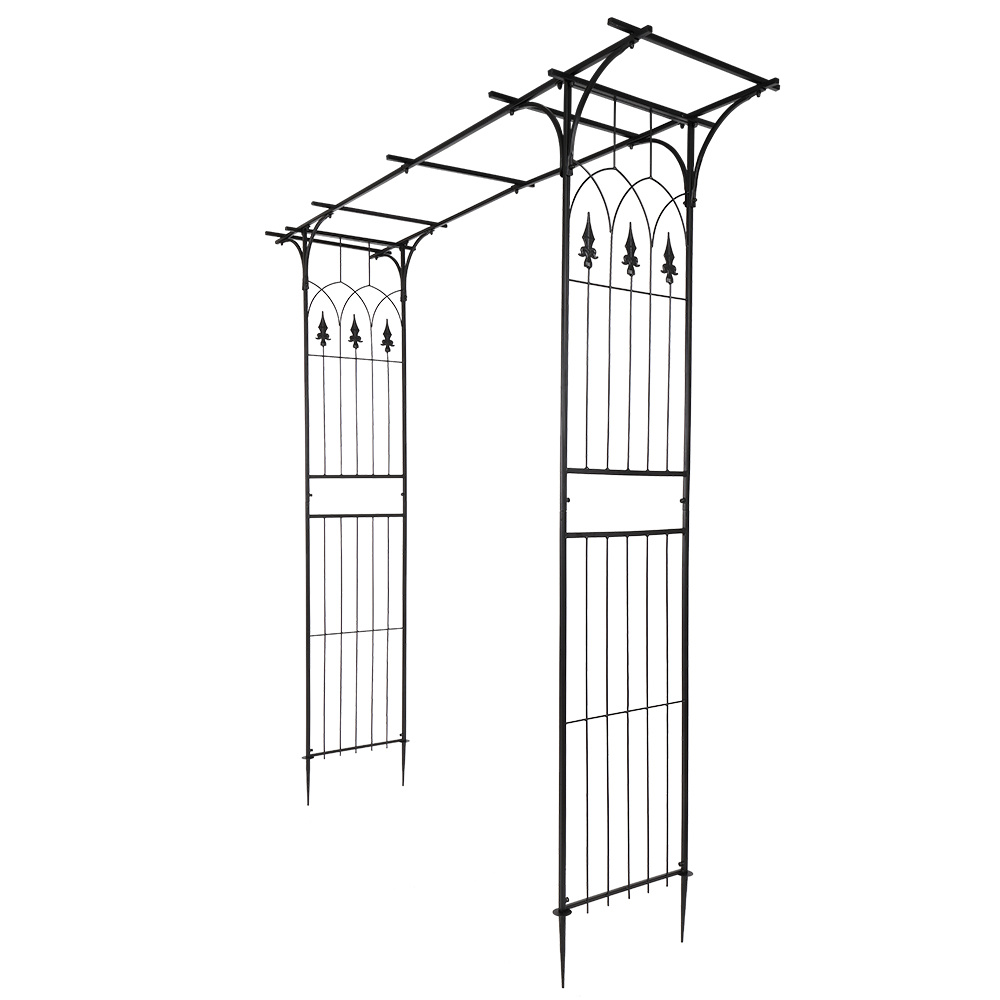 Image of Decorative Wedding Arch Trellis, Garden Arch , Heavy Duty Metal Arbour Archway, For Wedding Ceremony Party Plant Climbing Rose Vines Lawn Courtyard Patio, Black