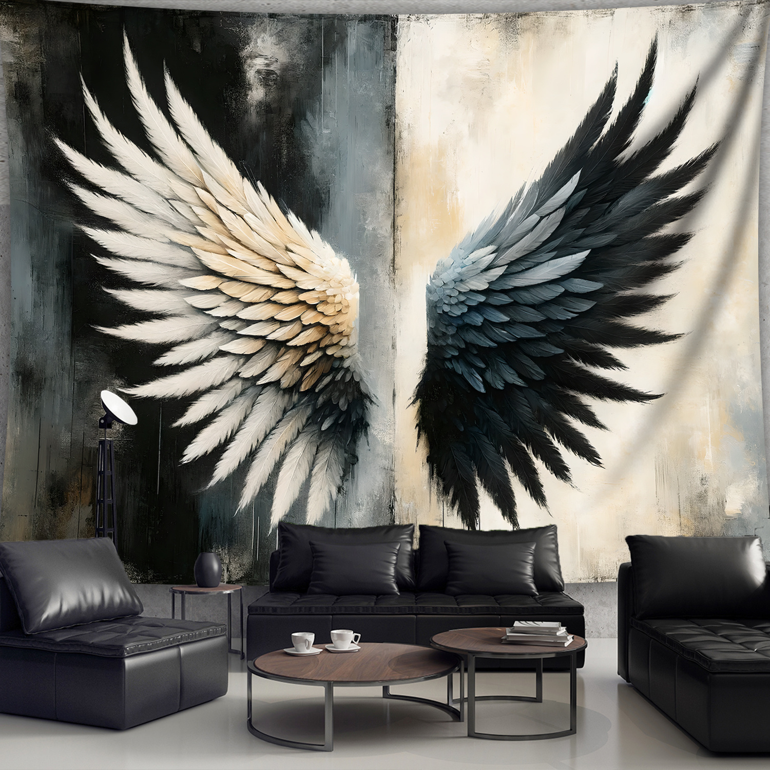TEMU Un grand tapis photo paysager à double aile vibrant, avec des esthétiques en polyester, parfait pour décorer les salons, , les bureaux et les