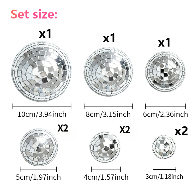 TEMU 9pcs Mirrored Disco Hemispheres, Suitable For Wedding And Holiday Decorations. Retro-style Wall-mounted Reflective Mirror Balls, Ideal For Home
