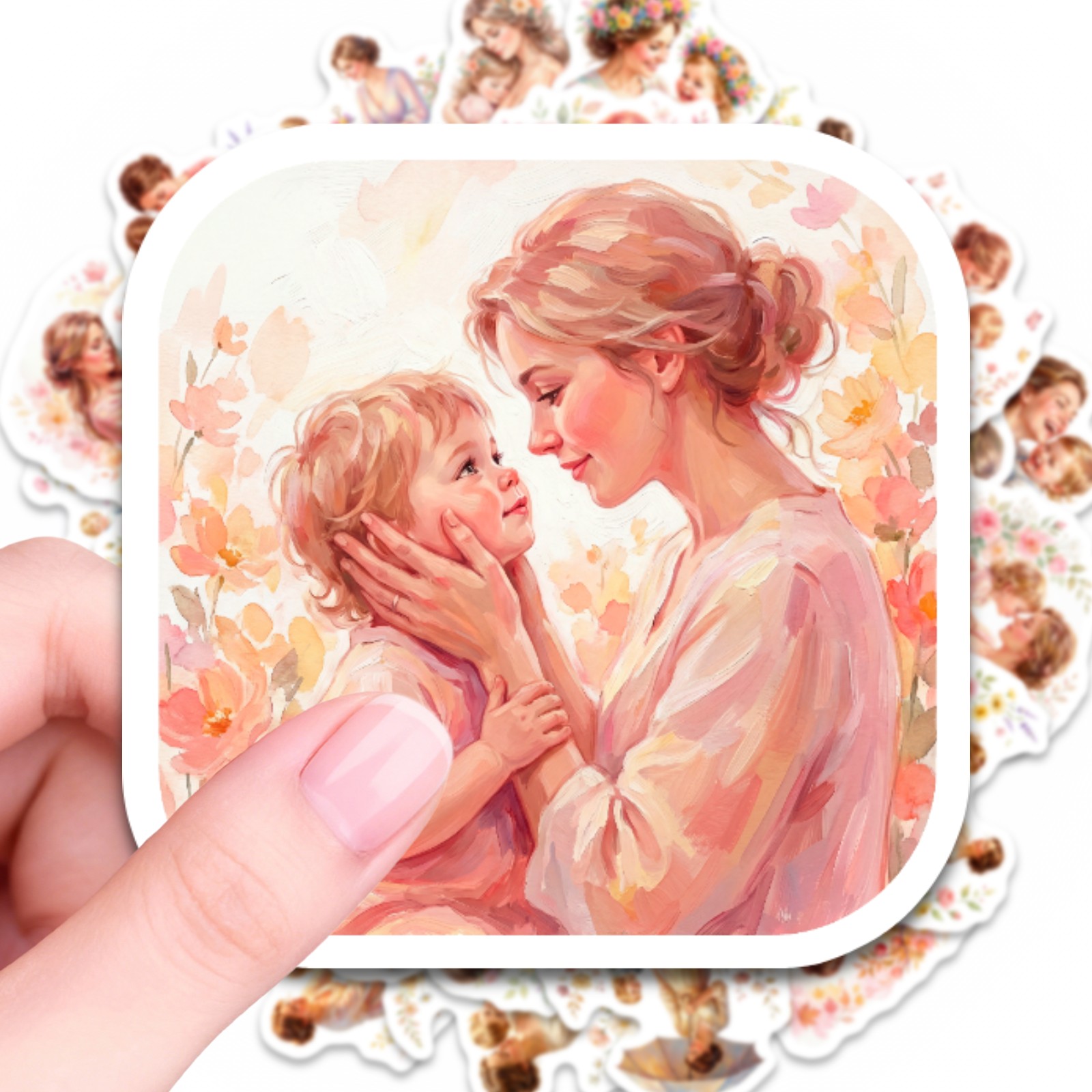 Image of 50pcs Parent- Stickers Watercolor Style Warm Companion Theme Color Scheme Creative Gratitude Stickers Suitable For Decorating Laptops And Water Bottles