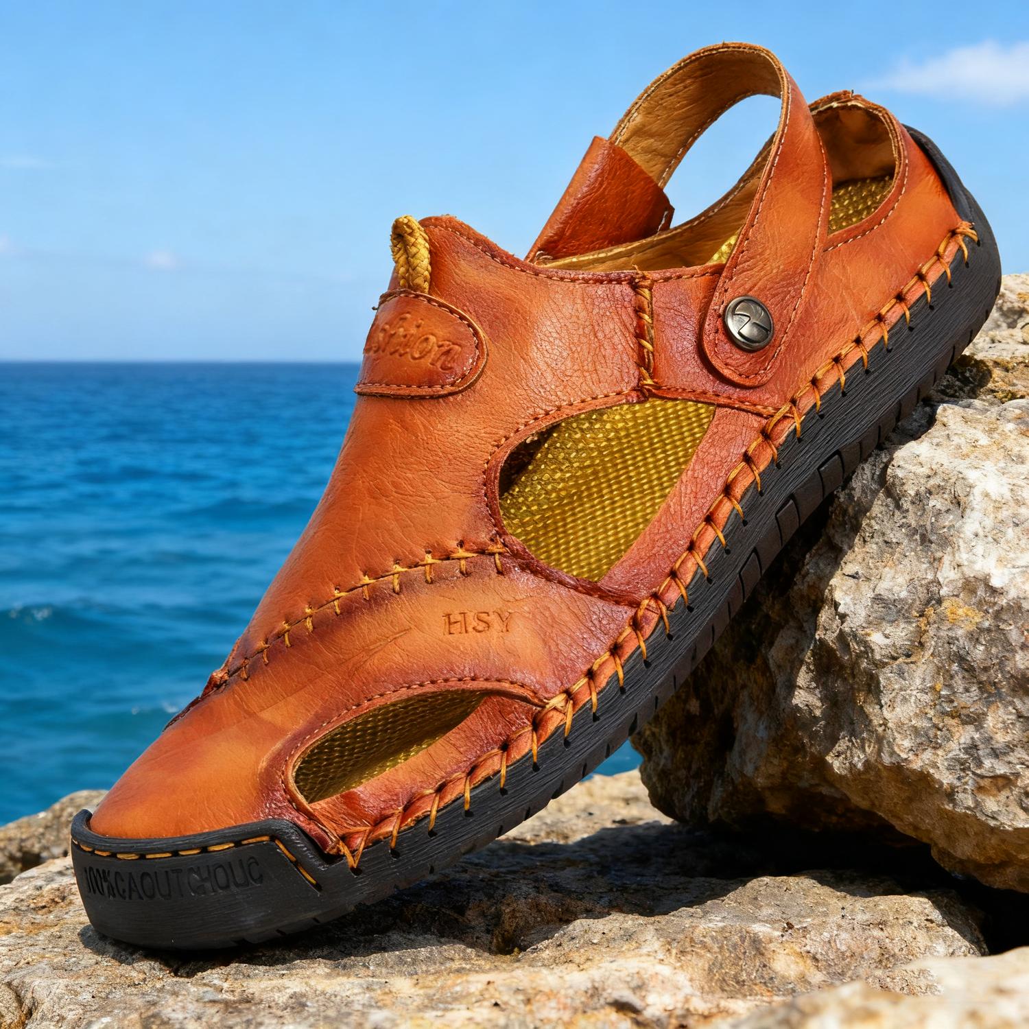 Men's Hand-stitched Rubber Sole Sandals