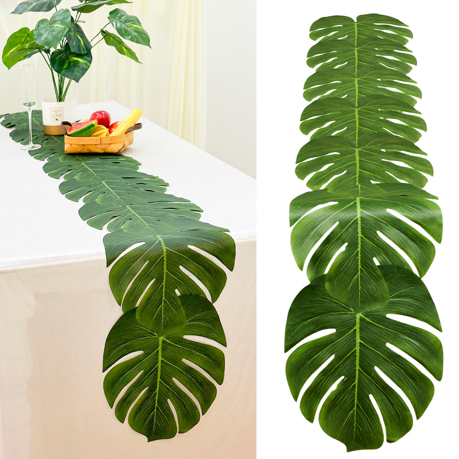 4pcs 72-Inch Artificial Palm Leaves Table Runners, Tropical * Leaf Tablecloth for Wedding, *, Jungle Summer Party, and * Decorations