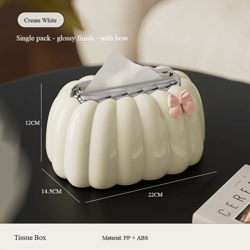 2pcs pumpkin shaped tissue box holders with spring loaded doors flocked cream interior decorative plastic storage for home office living room whimsical pink   Product details 6