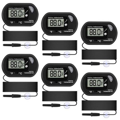 6pcs aquarium thermometer fish tank thermometer water thermometer with 3 3ft cord display for vehicle reptile terrarium fish tank refrigerator uncharged without battery