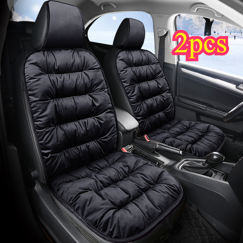 TEMU 2pcs Car Seat Cushion, Plush Padded Thickened Warm Car Seat Pad, Comfortable And Soft, No Tying Required, Breathable, For Front Seats With