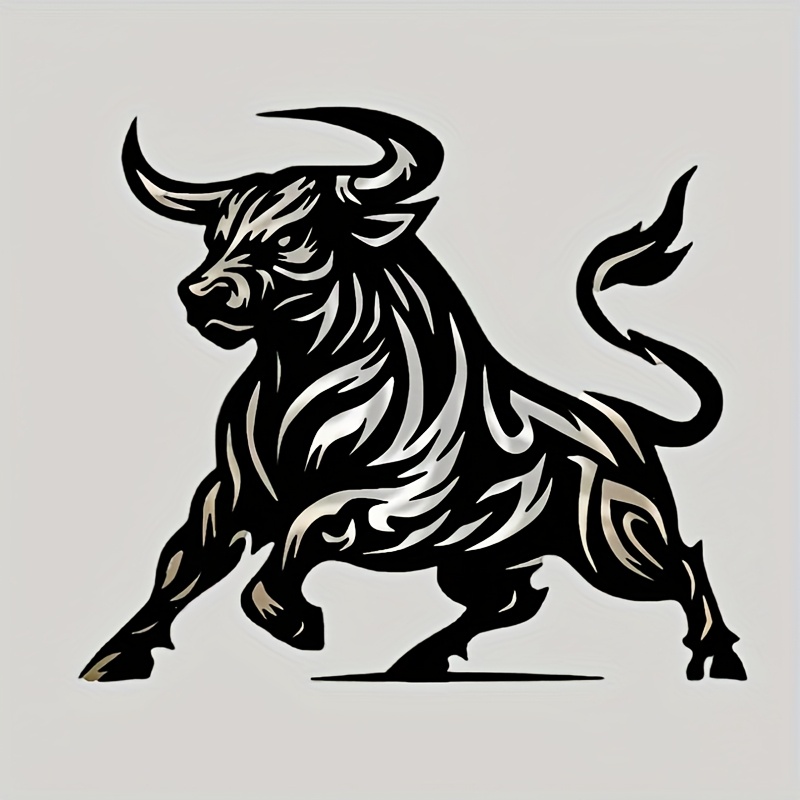 Image of 2d Flat Sticker Automotive Decalscar Sticker Abstract Bull -quality Vinyl Sticker- Wall Decoration, Suitable, Laptops, Trucks, Motorcycles- Covers Scratches And Door Trim