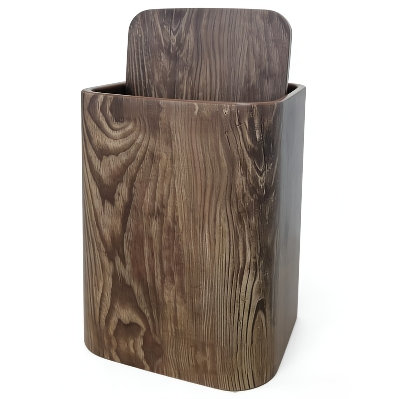Vintage Wood Grain Trash Can, Large Capacity Multi-Scene Plastic Waste Paper Basket, Decorative Home and Office Storage Tool