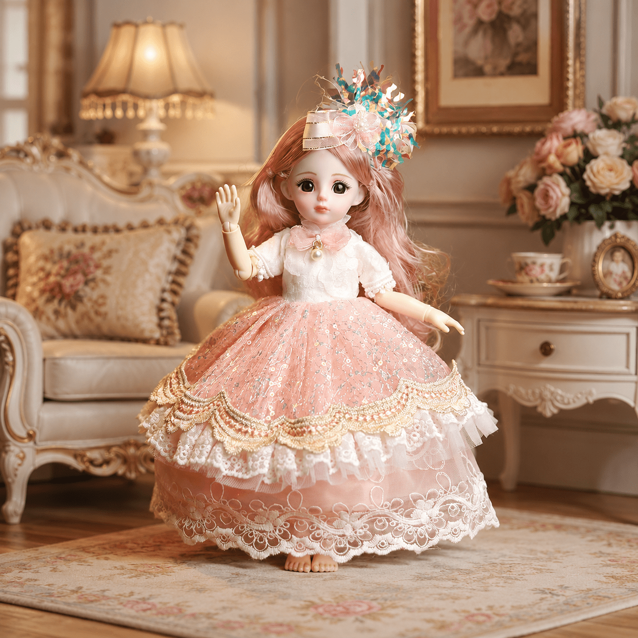 cute doll dress for women Sugar Thrillz Valentine's Pink Floral Jacquard Babydoll Mini Dress