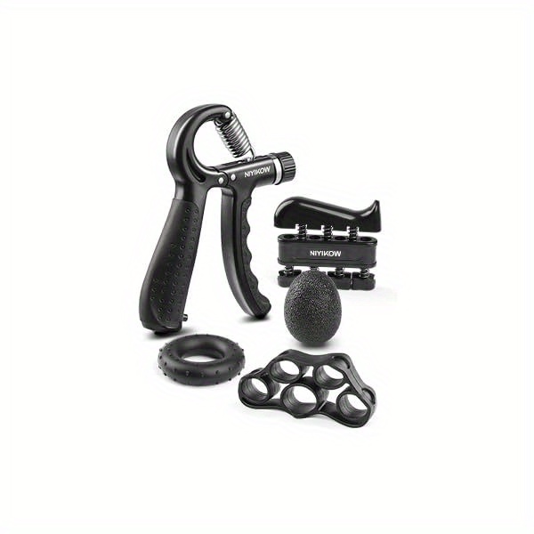 5-pack grip strength trainer kit with counter - adjustable hand strengthener, finger exerciser, stress relief ball & carry bag - durable tpe & stainless steel, ideal for home   training, home gym equipment|adjustable grip trainer|durable construction, grip strengthener kit Product details 1