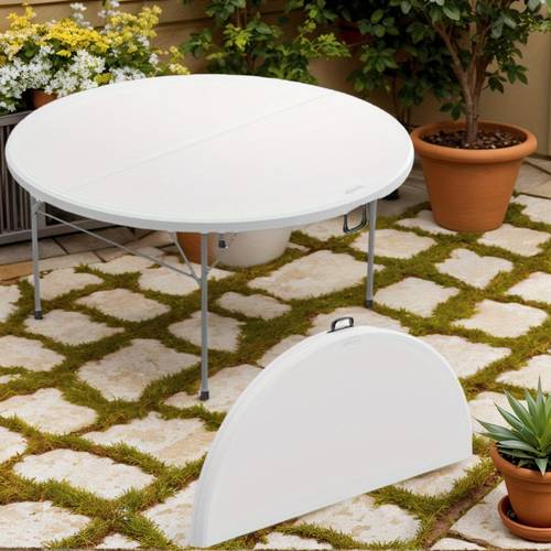 48 60 round bi folding commercial tables 4ft 5ft portable plastic dining card table for kitchen outdoor garden wedding event round folding table 48 inch 60 inch