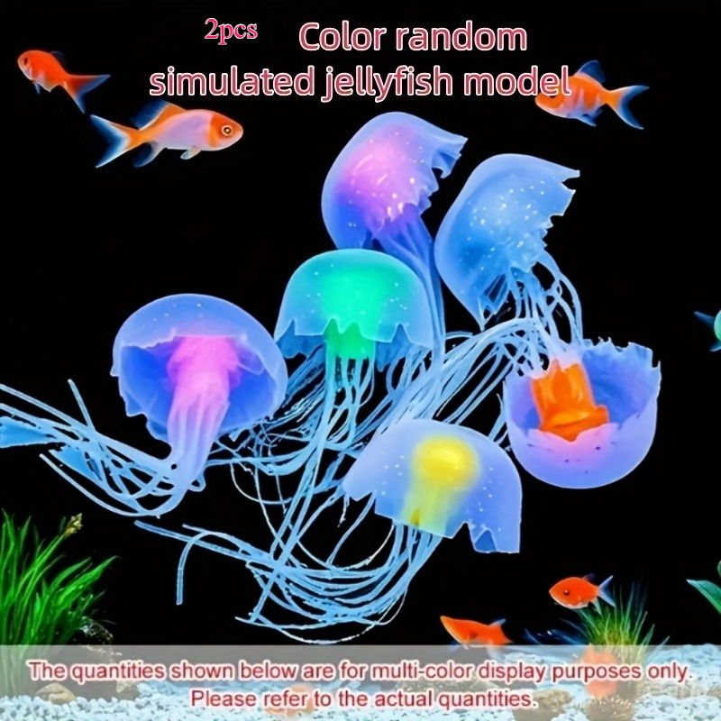 Image of Fluorescent Luminous Realistic Jellyfish Decoration Fish Tank Landscaping Decoration, Bright Fluorescent Floating Jellyfish, Simulated Artificial Ornament Random Color