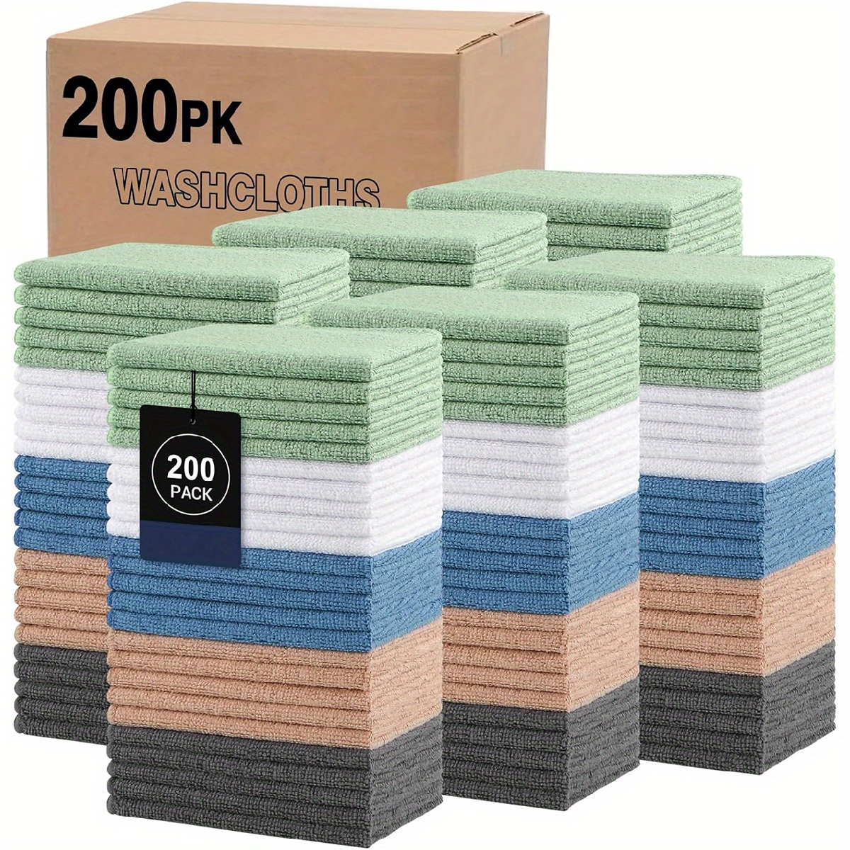 TEMU Towels Set 200 Packages Of Bulk Towels, Super Absorbent And Soft Microfiber Towels, For Bathrooms, Hotels, Spas And Gyms, 9.8x9.8 Inches,