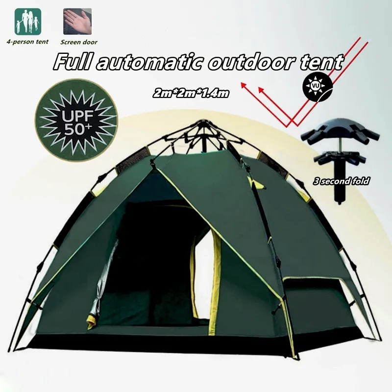 TEMU 4 Automatic Tent For Camping High Quality Double Layer Tent Outdoor Dome Camping Tent, Tent Camping, Camping Equipment And Accessories, Camping