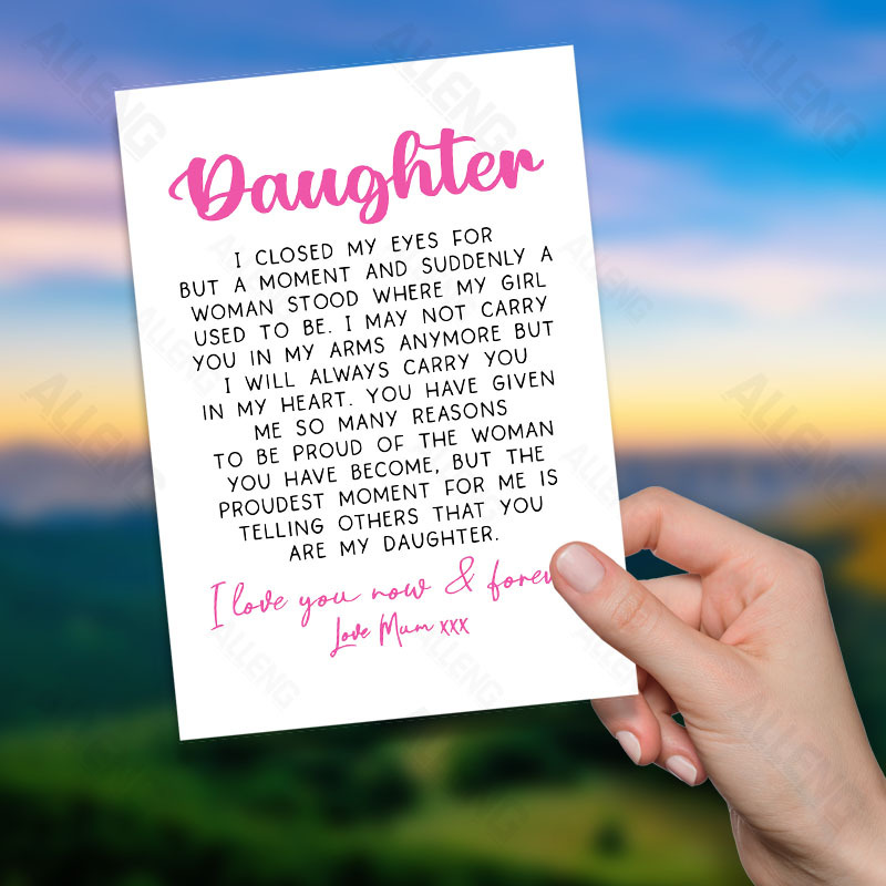 

1pc Inspirational Daughter Greeting Card With Envelope - Elegant Birthday Graduation Wedding Christmas Gift - Message From Mom