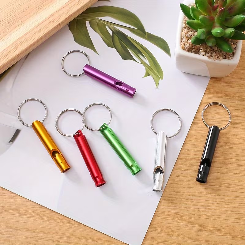 9pcs Aluminum Alloy Emergency Survival Whistles with Keychain