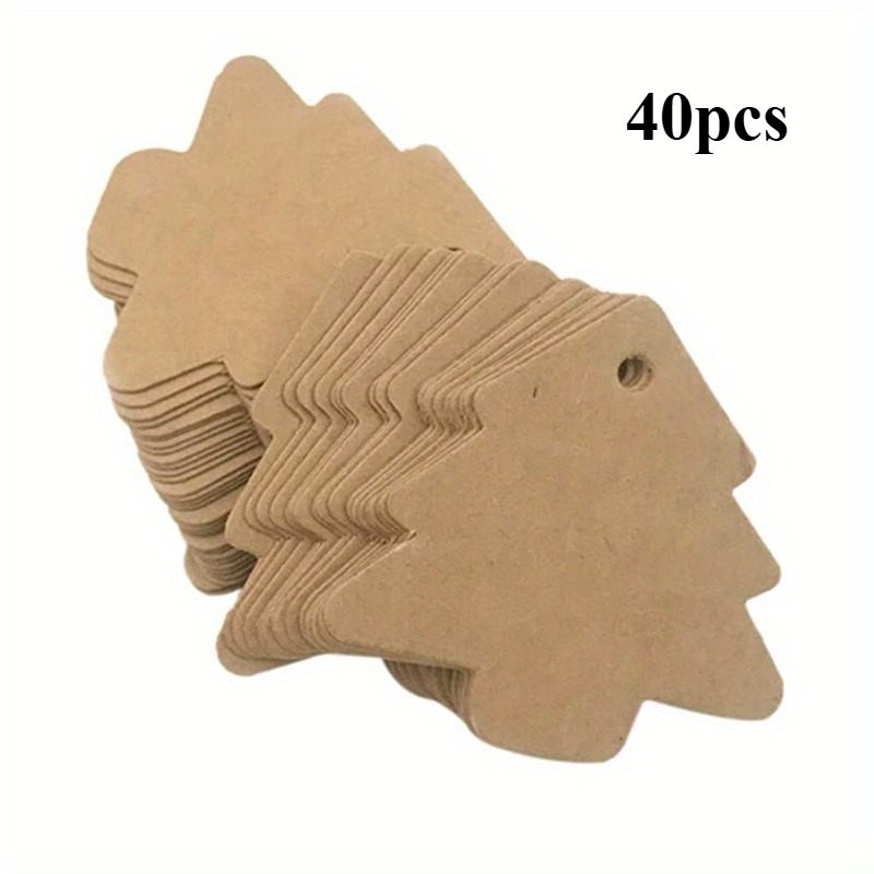 TEMU 20/40 étiquettes cadeaux en papier pour sapin de Noël avec ficelle, pour , fêtes et décorations , étiquettes suspendues vintage marron pour