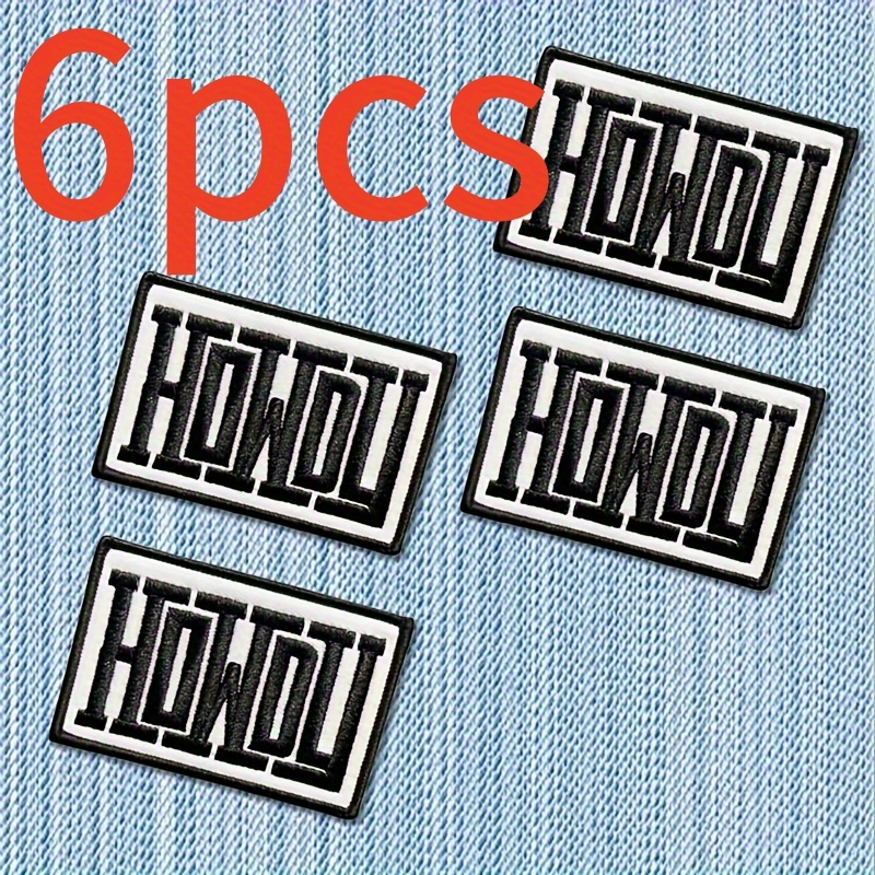 TEMU 6pcs "howdy" Western Denim Embroidery Patch Set - Iron-on/sew-on Appliqués For Clothing, Hats, Bags - Fashion Additions