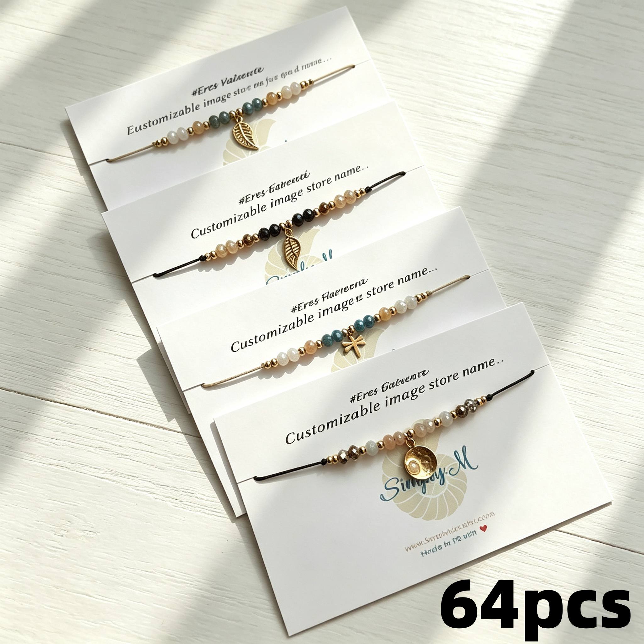 TEMU Tarjetas de exhibición de pulseras de joyería personalizables, blancas, material resistente, personalizables con texto, ideales para tiendas