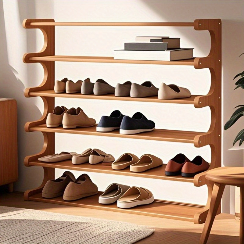 large capacity bamboo shoe rack multi tiered solid wood bamboo entryway organizer space saving storage for home dorm or doorway holds multiple shoes with super large capacity dorm storage solution freestanding shoe cabinet bamboo construction shoe storage organizer standing shelf details 7