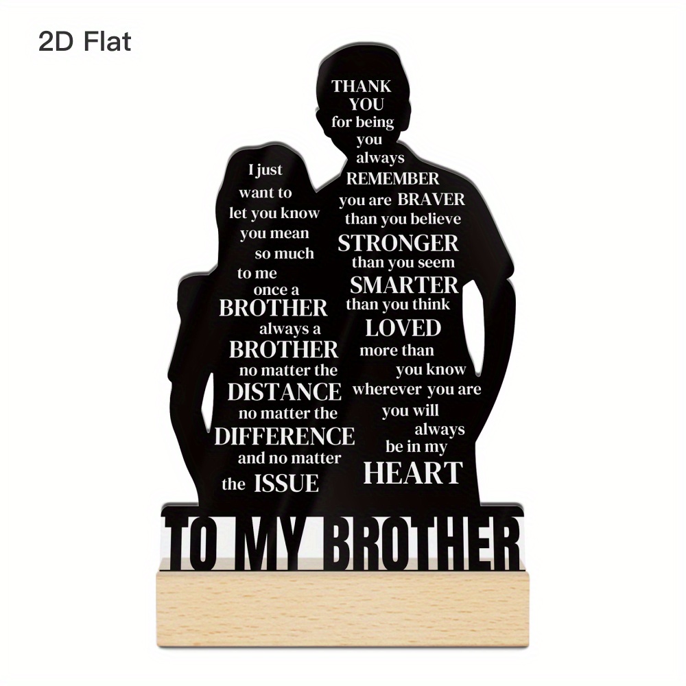 TEMU Putuo Decor 1pc Acrylic Sign Wooden Base Table Decor, To My Brother Let You Mean To Me, Desktop Decoration For Home Room, Gift For Brother TEMU Putuo Decor 1pc Acrylic Sign Wooden Base Table Decor, To My Brother Let You Mean To Me, Desktop Decoration For Home Room, Gift For Brother