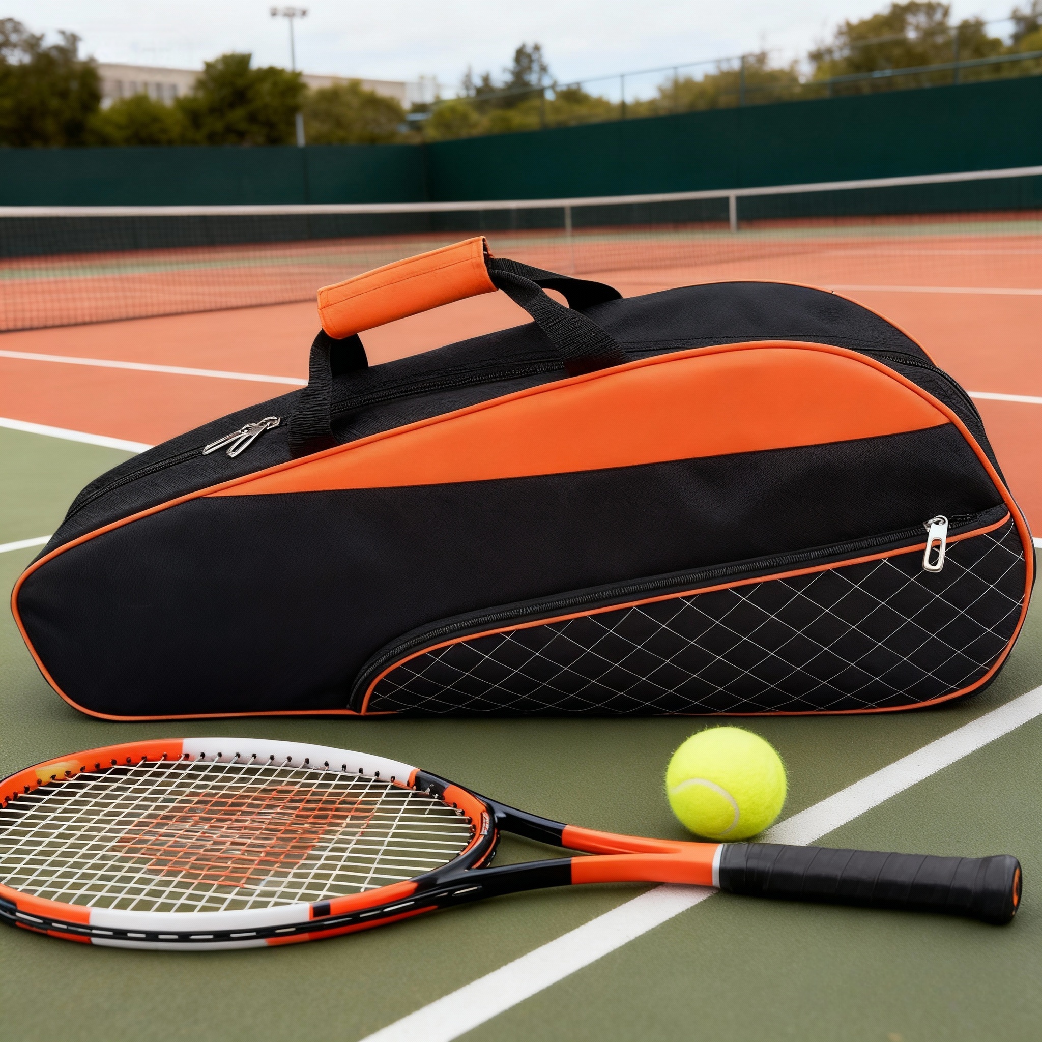 item picture durable oxford cloth tennis   compatible for men women lightweight single shoulder racket case with racket holder grey ideal for tennis badminton multi use