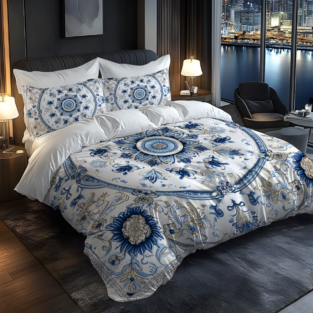 TEMU Jit2/3pcs Valentine's And Elegant Mandala , 3d Stereoscopic Brushed Duvet Cover Set Bedding Without Filling Soft And Comfortable, Suitable For