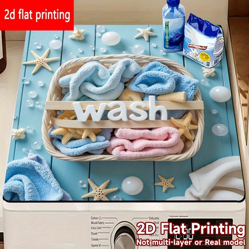 TEMU 2d Flat Printing, 1pc, Laundry Room Themed Dish Drying Mat/absorbent Placemats, Non-slip Rubber Base, Rectangular Multi-functional Home Decor
