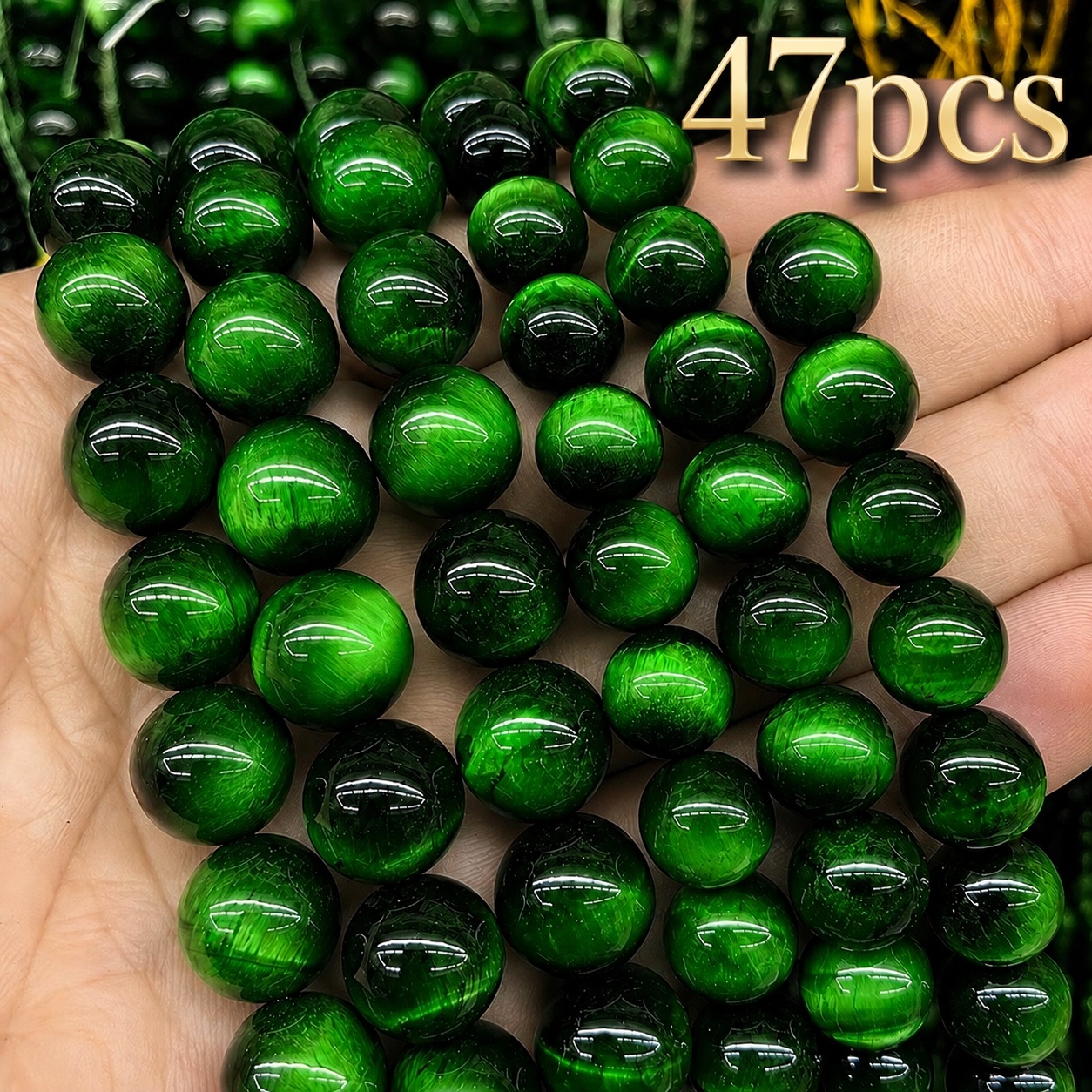TEMU 47pcs Perles Libres en Œil de avec Trous, Matériaux de Bijoux en Verre, Accrochage de Perles de Bijoux, Fait Main, Fournitures Décoratives, Peut