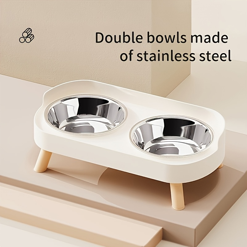 Customizable Name Or Text, Double Bowl Pet Food And Water Dispenser with Splash Guard And Stand - Ergonomic Design Suitable for Cats And Small Dogs, Easy to Clean Detachable Bowls