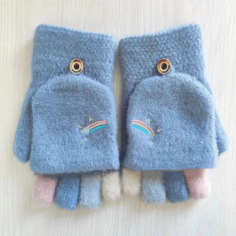 TEMU 1pc Winter Fingerless Gloves, Thickened Plush Warm Writing Gloves, Fashionable And Cute Thermal Gloves