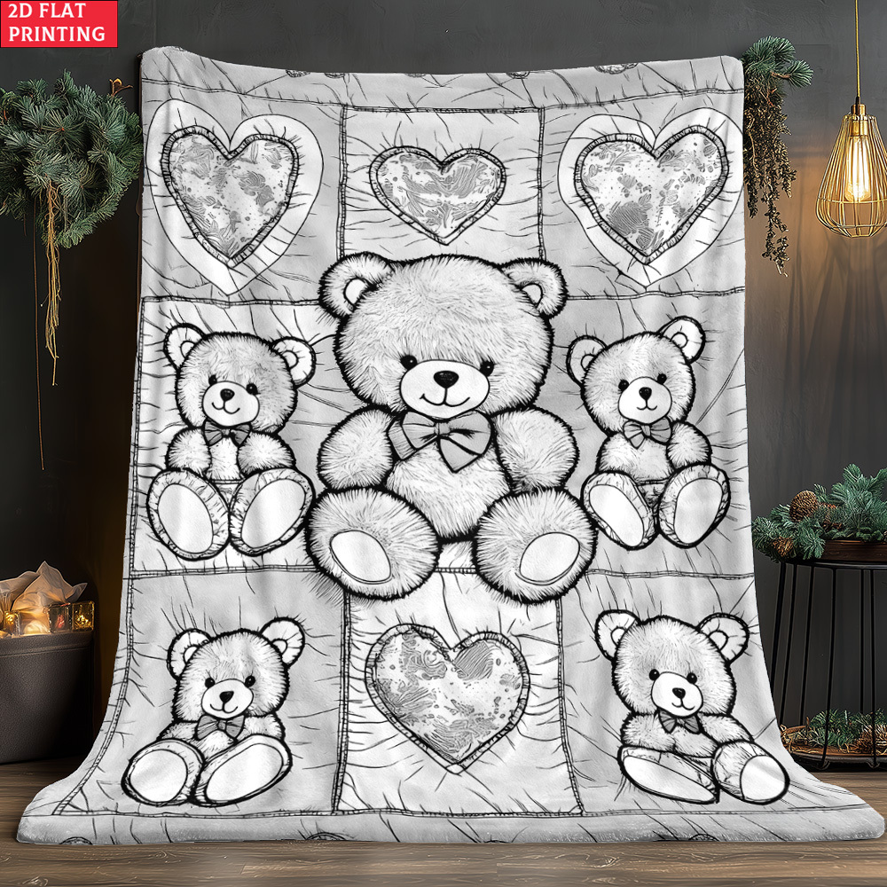 TEMU 2d Flat 1pc Bear Coloring Outdoor Portable Blanket – Lightweight Home Decor Bedding For Travel, Camping, Living Rooms, Offices, Sofas, Chairs,