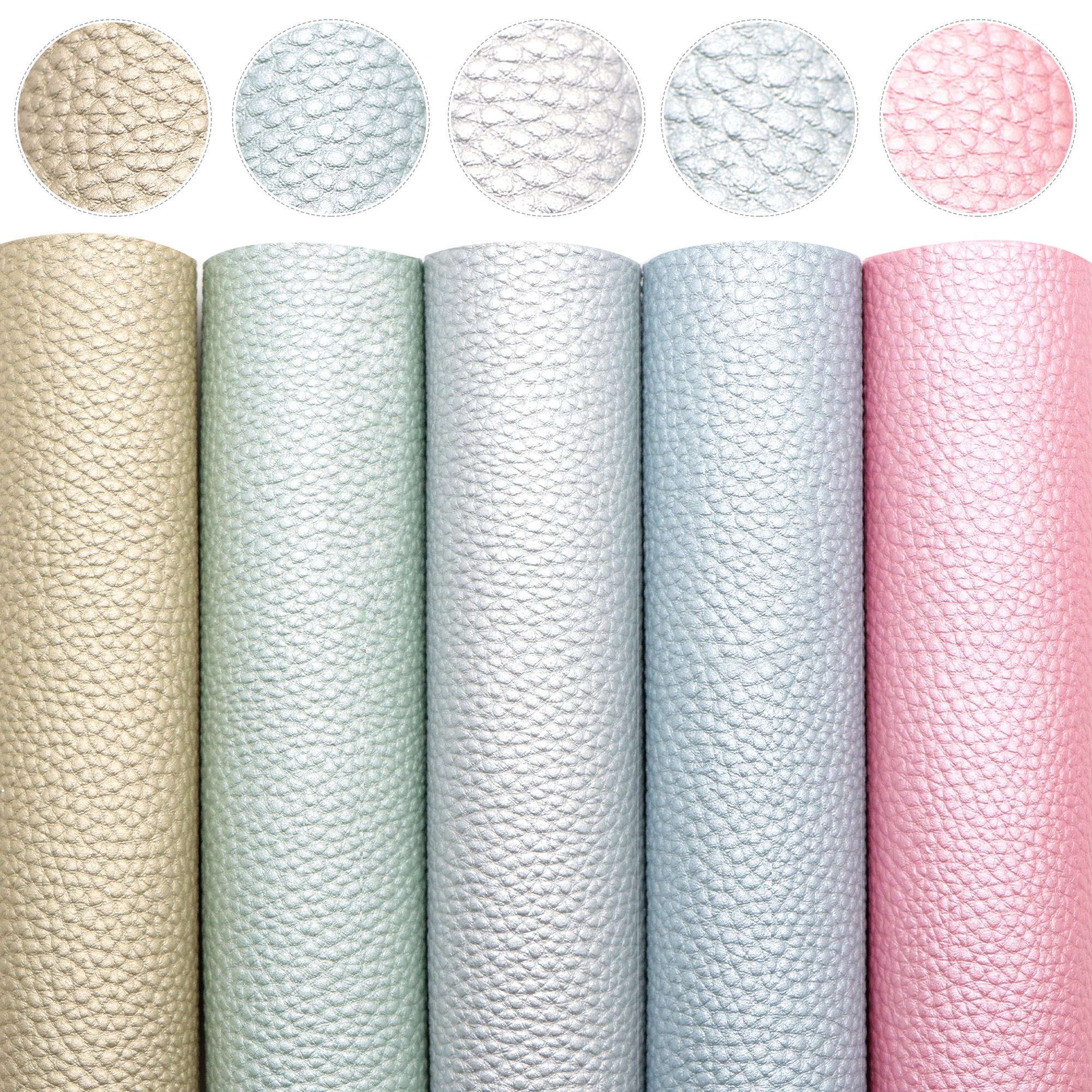 E-shop 5-teiliges Set A5-Größe Metallic Uni-Farben Kunstlederblätter mit -Struktur für DIY Ohrringe, Haarschleifen, Bastelprojekte Dekorationen