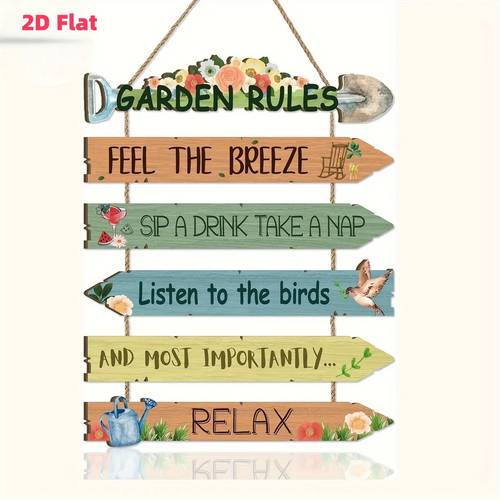 2d plat, 2d plat bedrukt, 6-delige set houten borden met bloemen- en vogelpatroon in landelijke - geschikt voor buitenplaatsen, landschapsarchitectuur of huisdecoratie, tuin welkomstbord | verweerd effect, decoratief hangornament, 2d plat