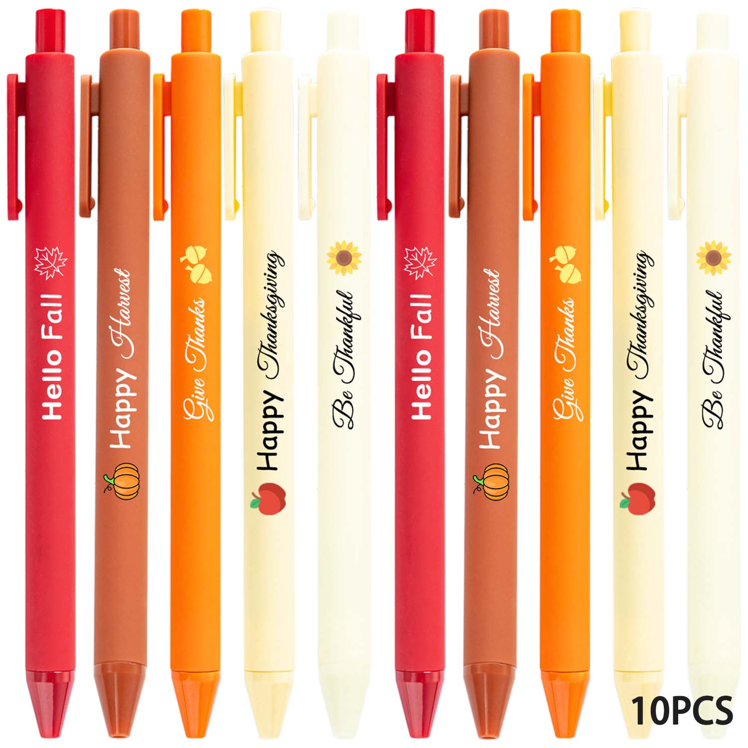 TEMU Fall Thanksgiving Ballpoint Pens 10-pack, Pens, Autumn Maple Pumpkin Sunflower Cute Decorative Journaling Pens For Office Back To School Gift,