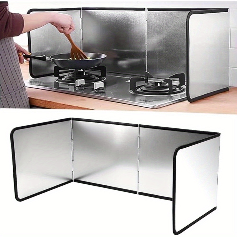 1pc Of Kitchen Back , A Folding Splash Guard Measuring 76x30 Cm, Against Grease From Stoves And Keep Oil Stains Separate