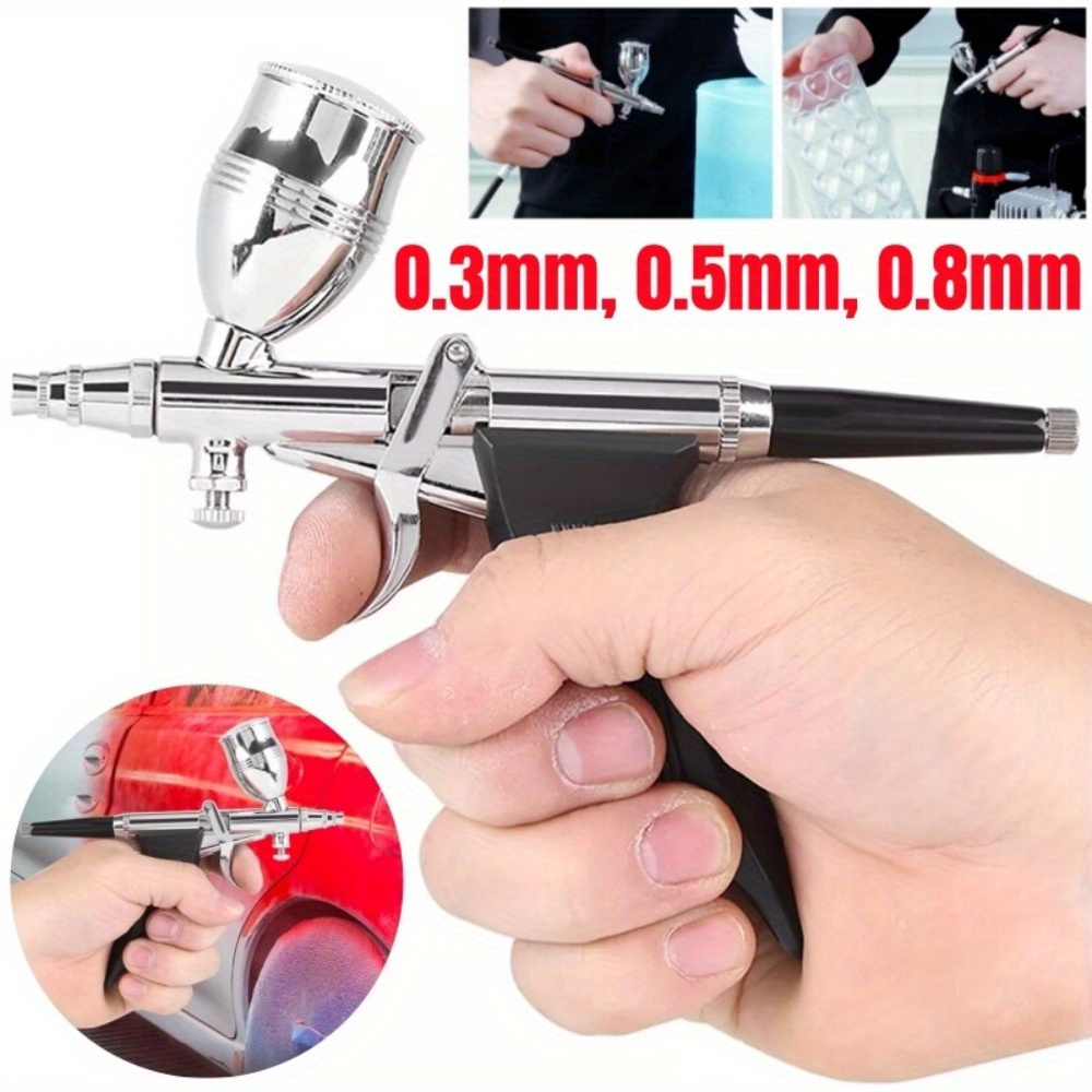Airbrush With 0.3mm/ 0.5mm/ 0.8mm Nozzle 2cc/ 5cc/ 13cc Cup For Nail Moisturizing Makeup Cake/ Biscuit Decoration