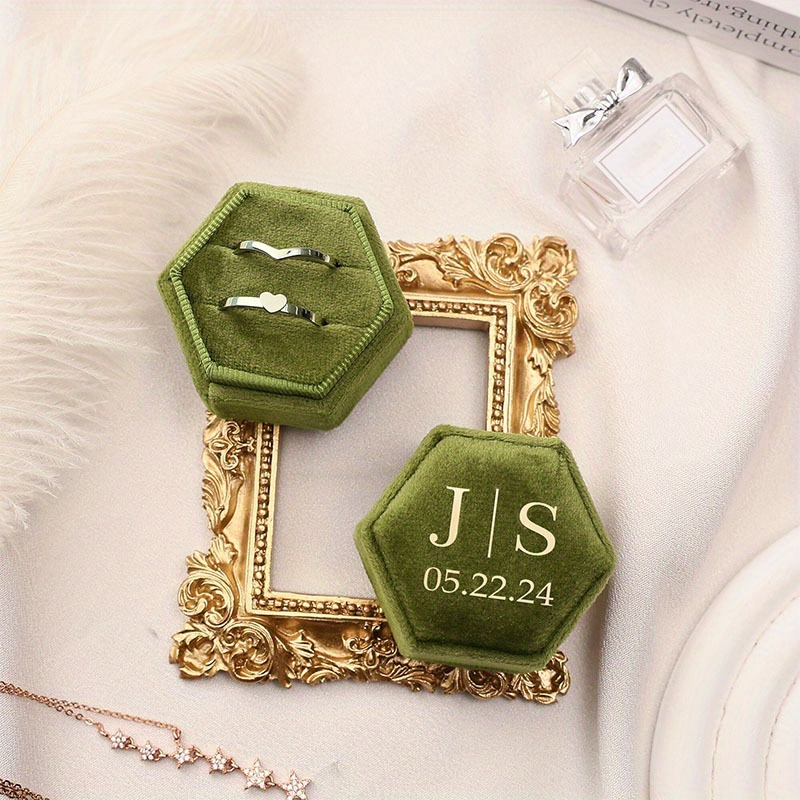 Customizable Velvet Ring Boxes, Hexagonal Jewelry Cases