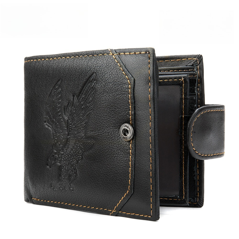 Stylish And Cool Men's Leather Wallet - Multifunctional Men' Purse Multi-card Compartment Top-grain Cowhide Wallet Ideal For Daily Use For Holidays