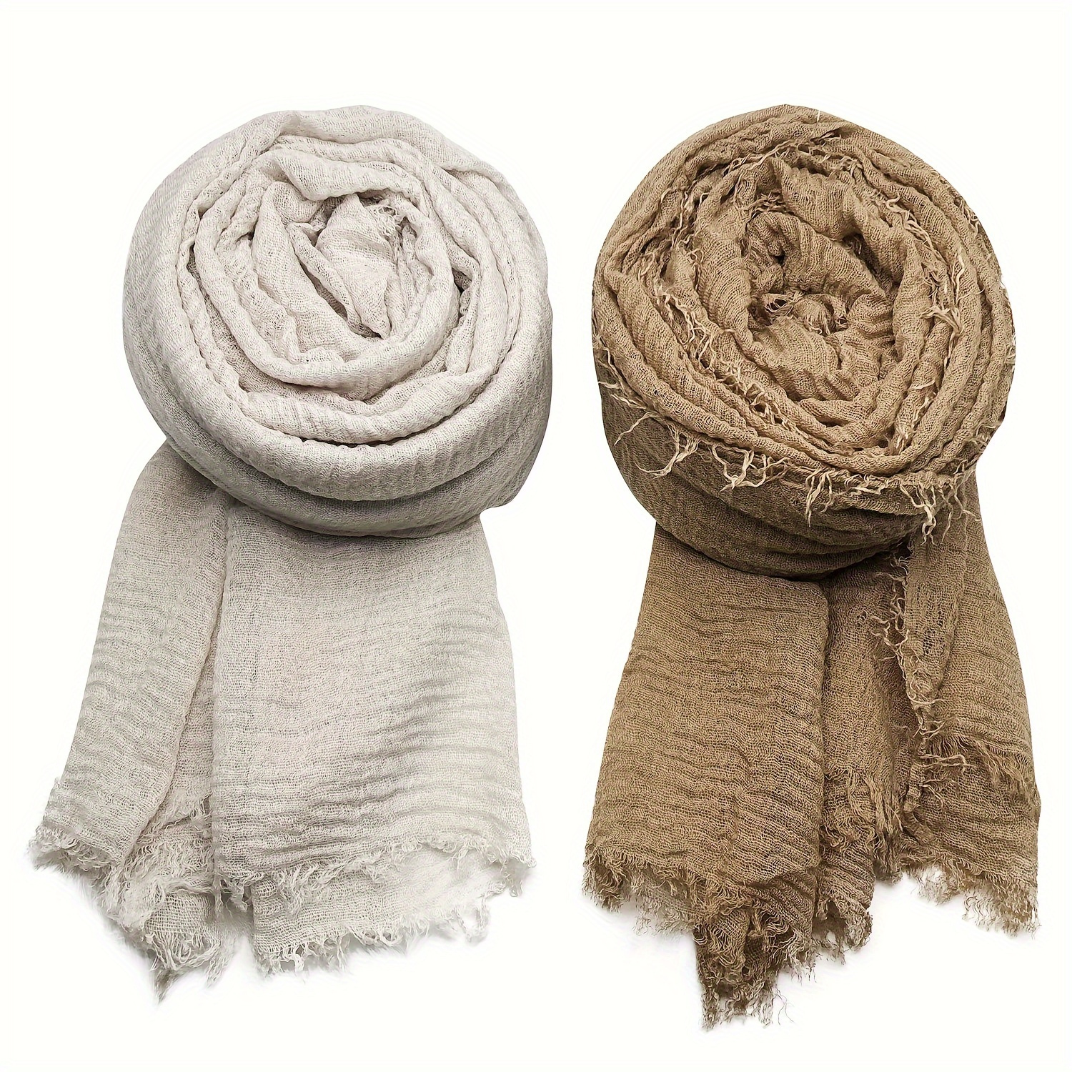 2pcs Women's Elegant Ramadan Headscarf - Soft Breathable Fringed Shawl | Multifunctional And Windproof Wrap