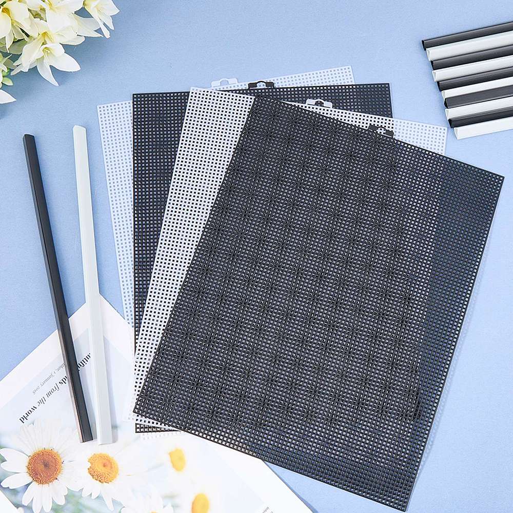 Embroidery Kit with Plastic Mesh Canvas Sheets & Folder Rod